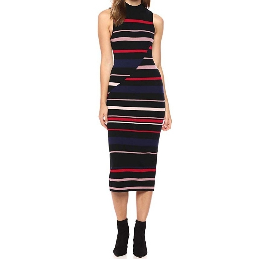Fabulous color blocked stripe sweater dress
